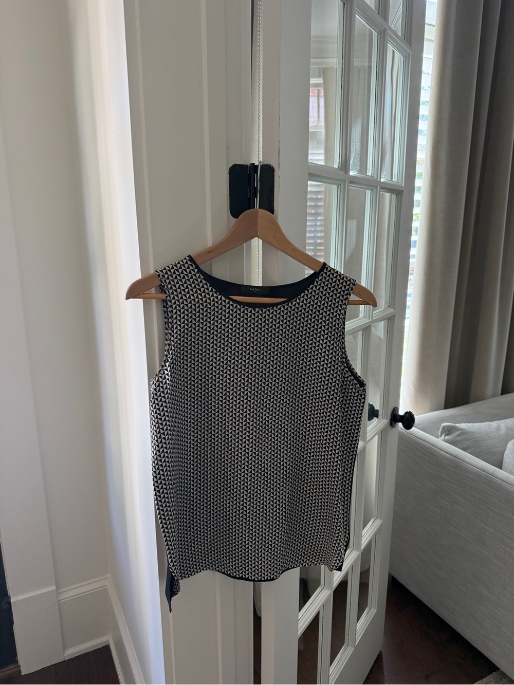 Paul Smith Black Geometric Sleeveless Blouse Top Size 40